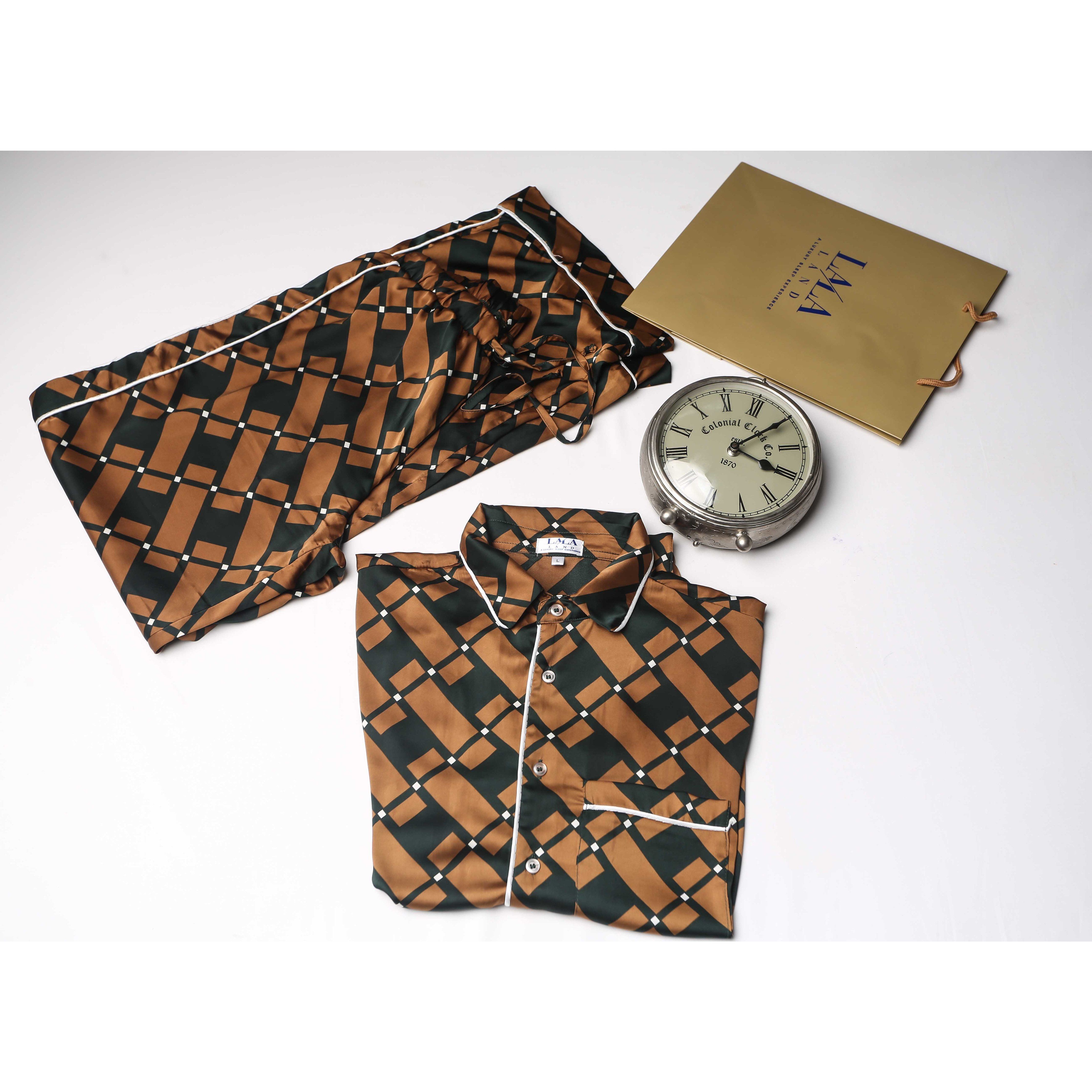 Uber Luxury Signature -  Brown & Emerald - Ladies Loungewear